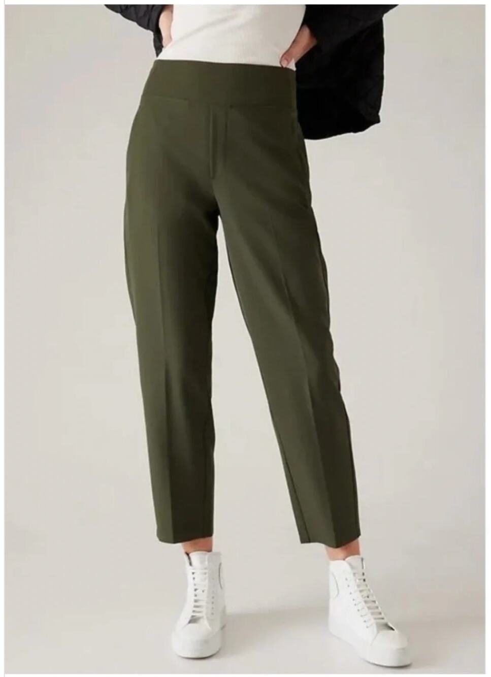 Athleta Endless High Rise Pant in Olive Aspen Green pull on gorpcore sz 8